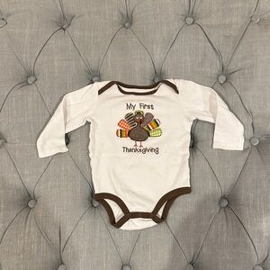 Koala Kids My First Thanksgiving White and Brown Baby Onesie
